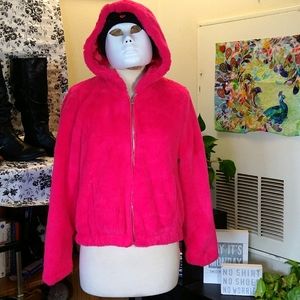 36point5 pink fluffy hooded jacket
